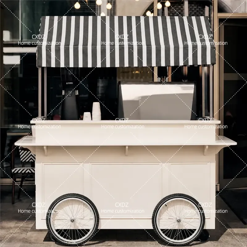 Wrought Iron Mobile Display Cart for Outdoor Market Stall Shopping Mall Sales Booth Promotional Float Dining Service Trolley
