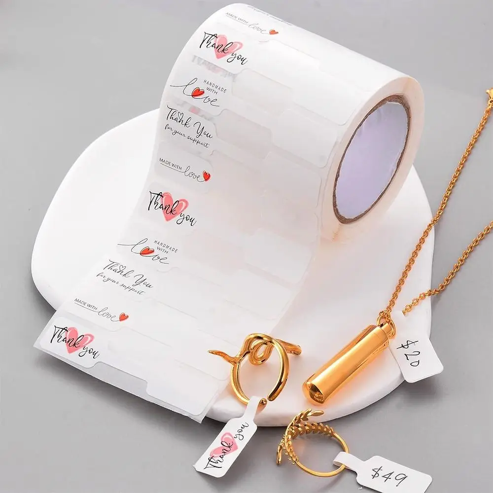 500PCS Creative Multicolor Jewelry Price Labels Paper Thank You Bracelet Ring Tags Display Tool White Decorative Hangtags