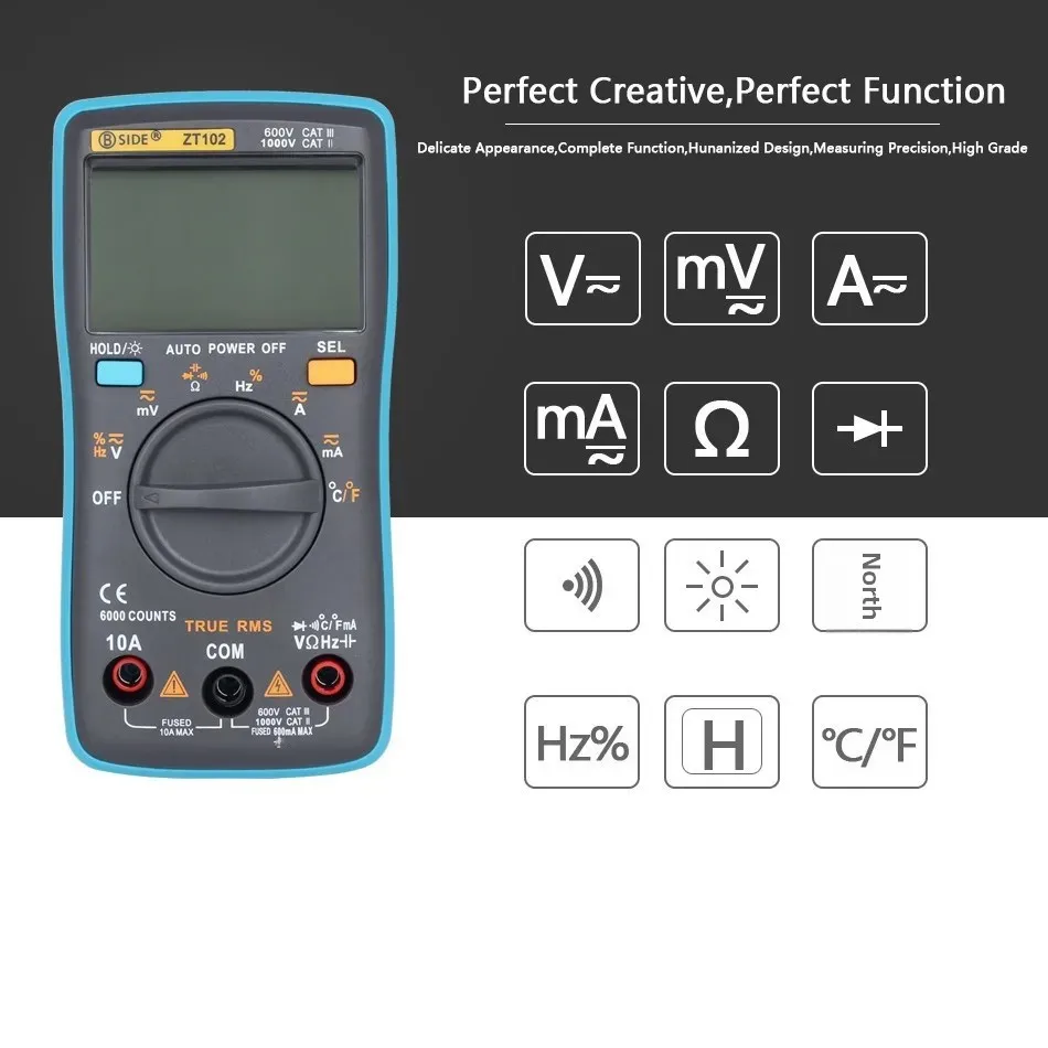 Automatic Digital Multimeter BSIDE ZT102 High Precision Smart Burn-Proof Universal Meter for Electrician Repair Tool