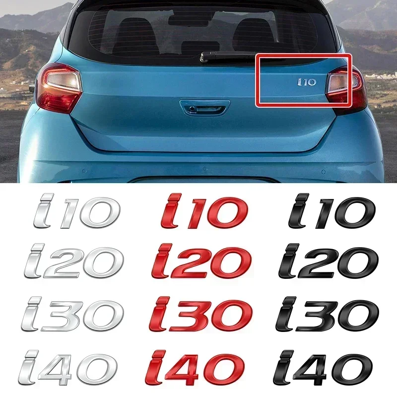 Car Emblem 3D Metal Logo Body Decals Sticker Rear Tail Trunk Boot Mark Letter Rear Bumpers Badge for Hyundai I10 I20 I30 I40