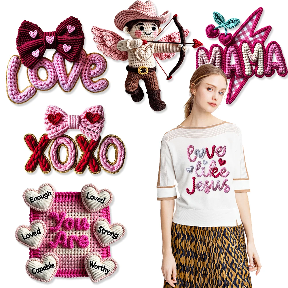 Love Cupid Patches Heat Transfers For Clothes Pink Design Iron on Transfers on Clothing DTF Vinyl Stickers DIY