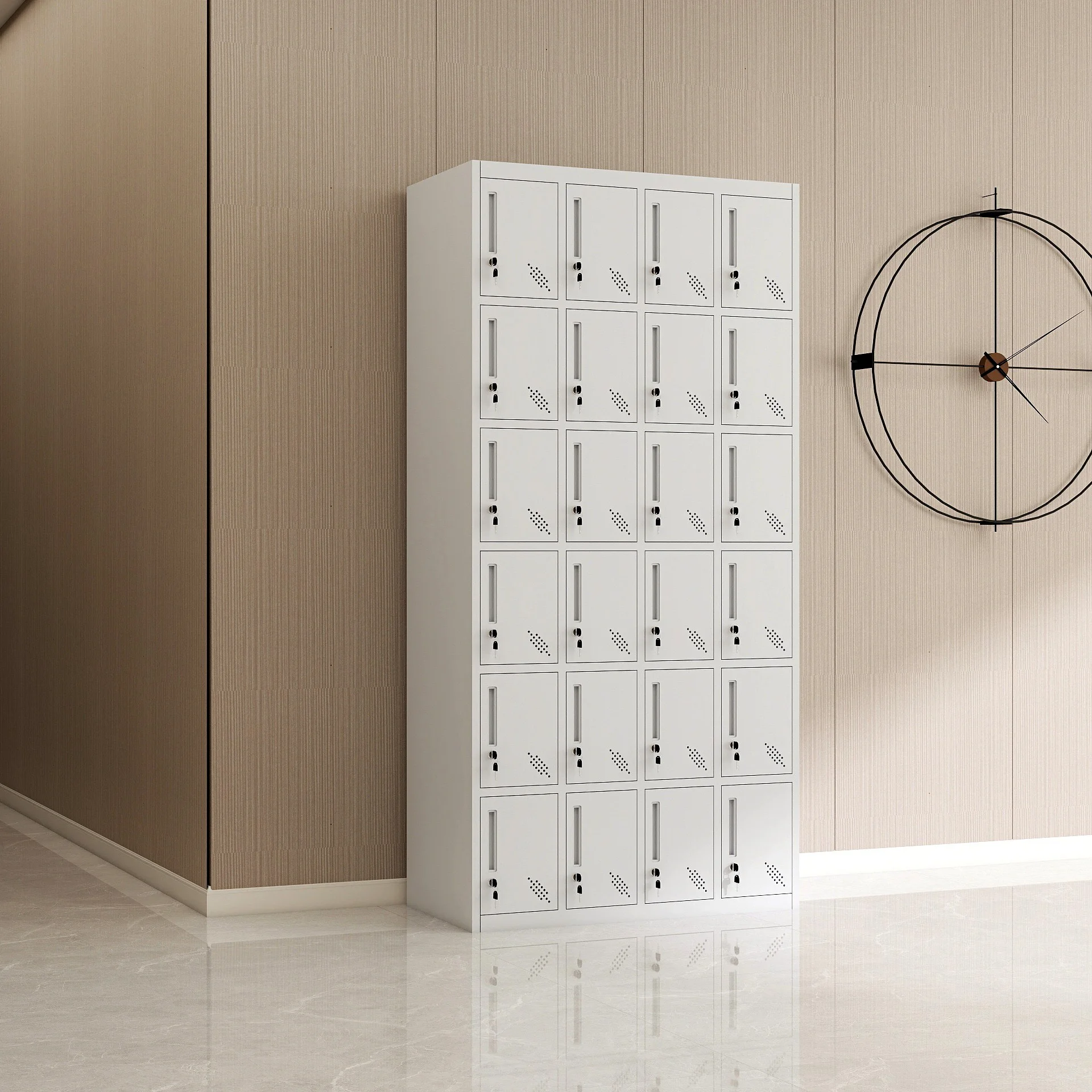 24-Door Steel Wardrobe Freestanding Hotel Gym School Metal Steel Storage Locker With Modern Design