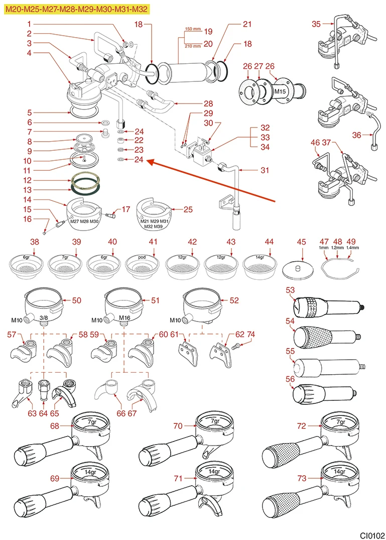 CIMBALI 401234000 حشية نحاسية مسطحة 14 × 10 × 1 مم ماكينة صنع القهوة 5PK