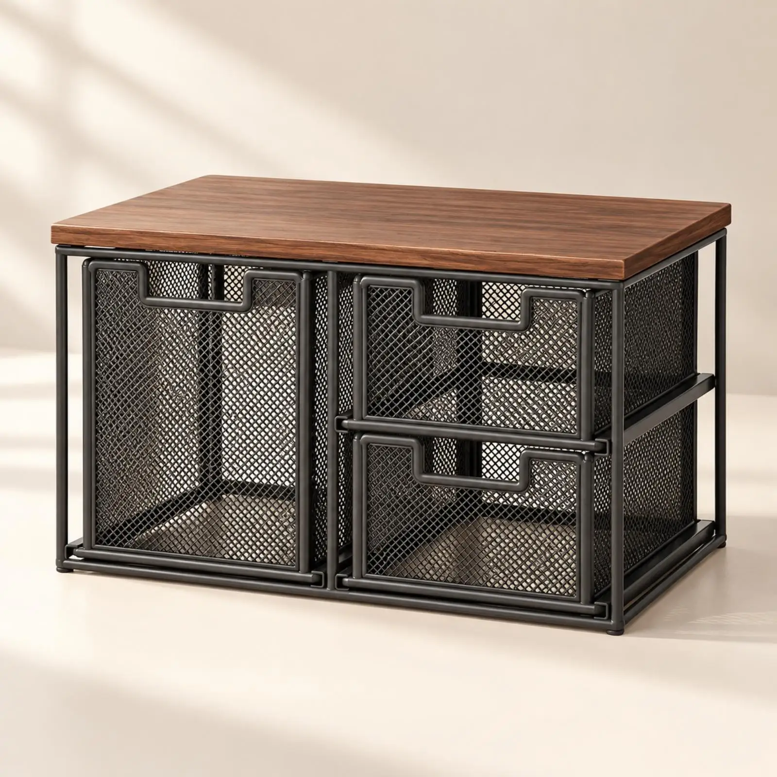 Shelf Storage Rack Desk Organizer with 3 Drawers Metal Wood Frame for Coffee Station Snacks Countertop Cabinet Organizer Shelf