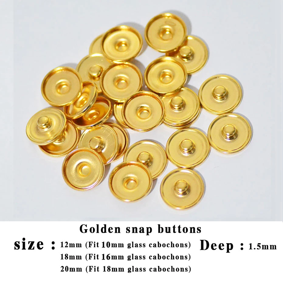 50pcs/lot Snap Jewelry Accessories Findings Components 12MM 18MM 20MM Metal Snap Buttons for Make Glass Snap Button Fittings