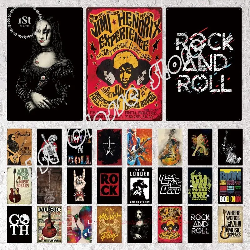 

Металлический постер в стиле рок-н-ролл, жестяная музыкальная группа, Постер со звездами, Настенный декор для музыкального клуба, Тики, бара,...