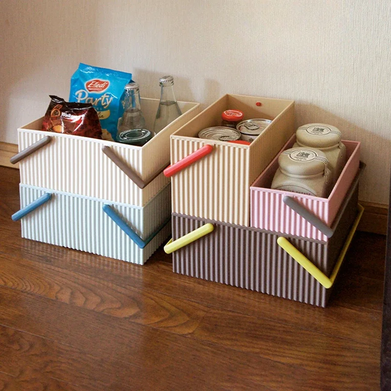 

Коробка-органайзер F88, розовая коробка для хранения, креативный высококачественный органайзер, квадратный волнистый дизайн, портативная корзина с ручкой