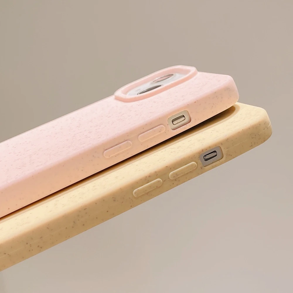 Eco Bio Wheat Straw Soft Silicone Phone Case For iPhone 16 15 14 13 12 11 Pro Max XR XS MAX 7 8 PLUS Soft Silicone Bumper Cover