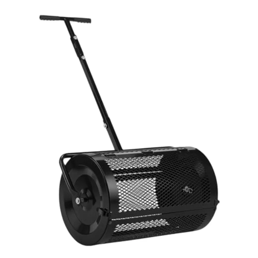 

Compost Spreader for Lawn Backyard Outdoor 30 inch Black Steel Peat Moss Spreader with Height Adjustable T-Shaped Handle