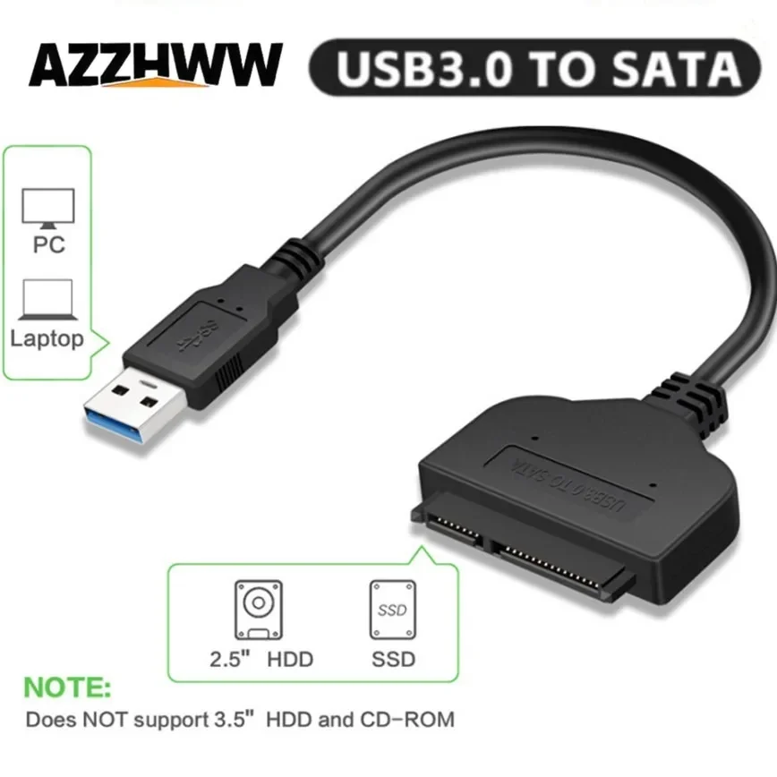 USB 3.0 to SATA Cable Adapter Sata III to USB for 2.5 Inch External HDD SSD Hard Drive Support Up to 6Gbps SATA 3 22Pin Adapter