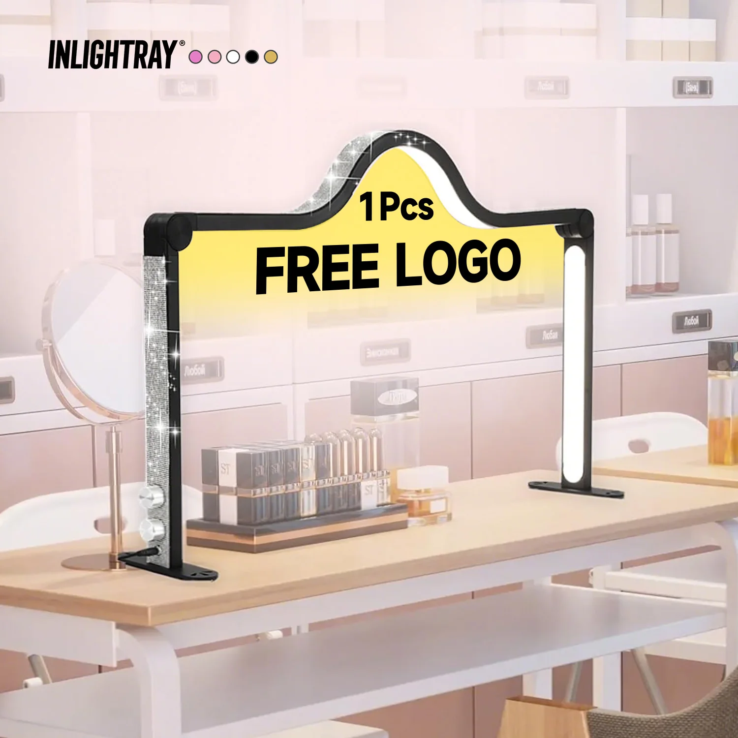 

Free LOGO Upgraded Nail Tech Lamp Desk 35in Foldable Large Nail Light with Phone Holder 5 Modes LED Manicure Lamp Half Moon Lamp