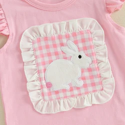Girls Floral Print Ruffle Sleeve Top and Denim Shorts Set with Bow Detail - Summer 2 Piece Outfits for Kids