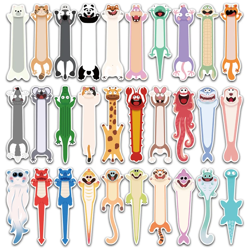 30PCS Funny Cartoon Animal Bookmarks Personalized Reading Tags Bookmarks Students Use Creative Gifts to Tag Cards