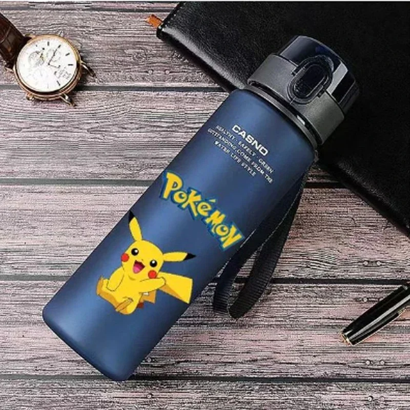 560ML Anime Pokemon Monster Water Cup Ash Ketchum Pikachu Gengar Portable Plastic Outdoor Sports High Capacity Water Cup Gift