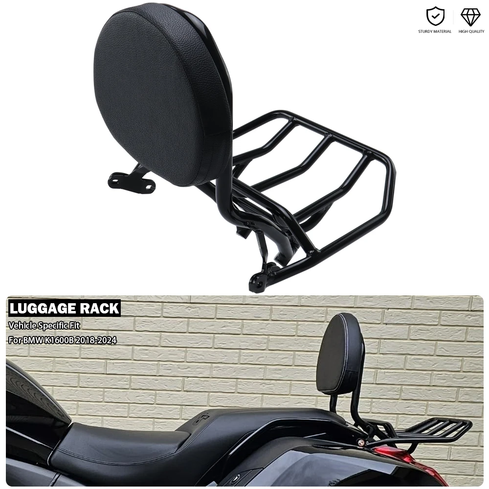 GuanTengYu Motorcycle Passenger Backrest Sissy Bar With Luggage Rack Fits For BMW K 1600 B K1600 K1600B 2018-2024