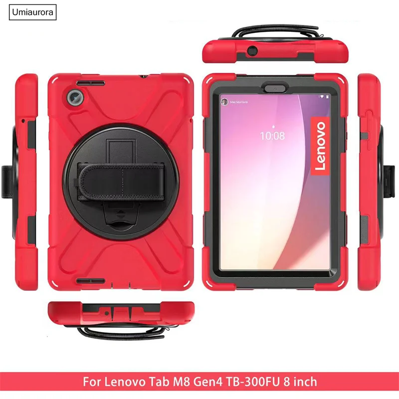 For Lenovo Tab M8 8 inch TB-8505F TB-8506F TB-8705F 4th TB300FU M9 TB310FU Shockproof Tablet Case Hand Strap Stand Rugged Funda