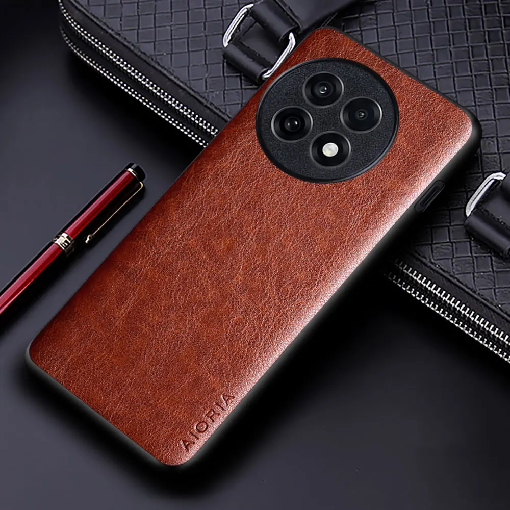 Luxury Leather Case For Oneplus 13R Funda Business Solid Color Soft Tup&hard Pc Phone Cover Capa