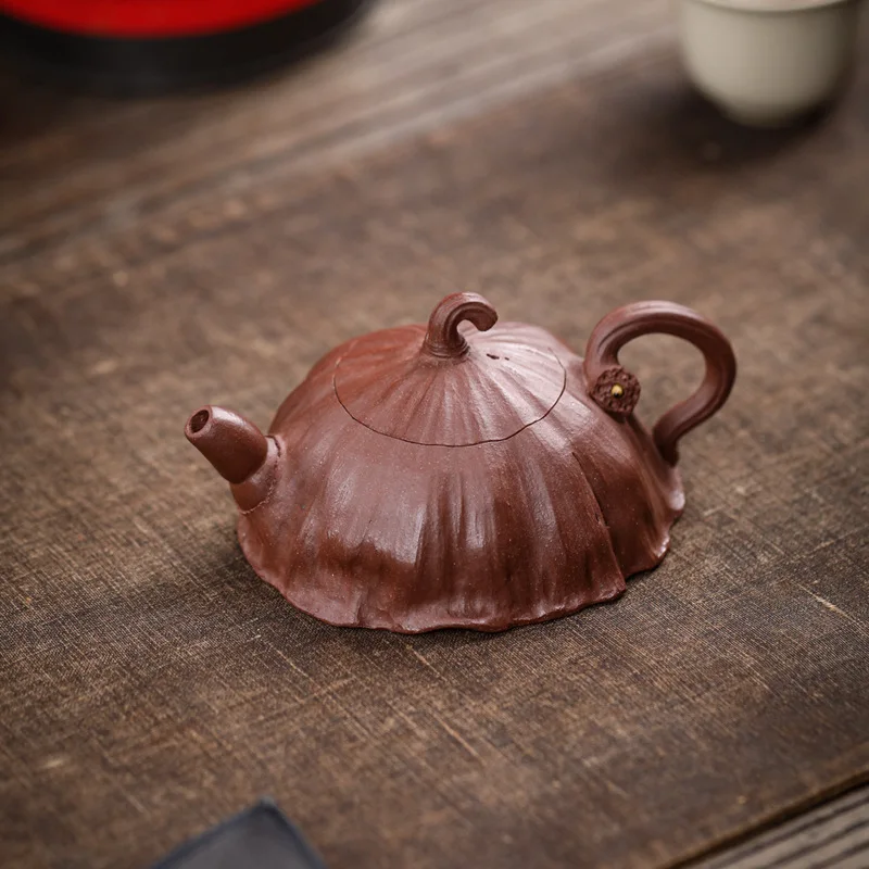 

Маленький чайник Chaoshan Gongfu, 100 мл, Yixing Zisha, фиолетовый грязевой чайник в форме лотоса