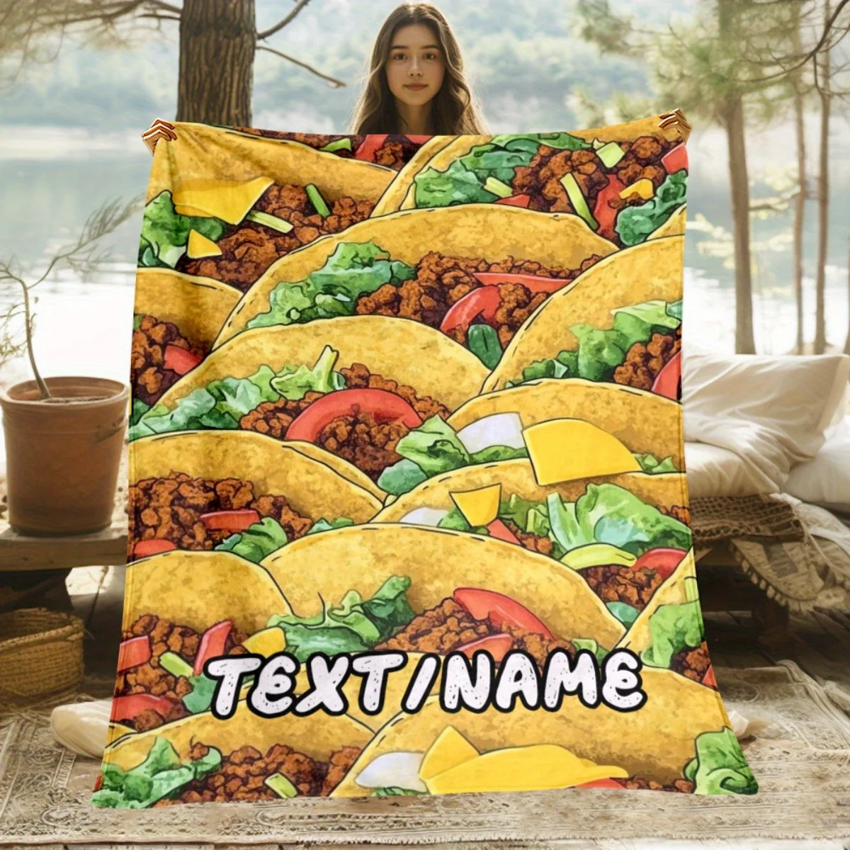 Customized name gourmet flannel blanket, suitable for sofa, bed, birthdays, children, friends, gifts