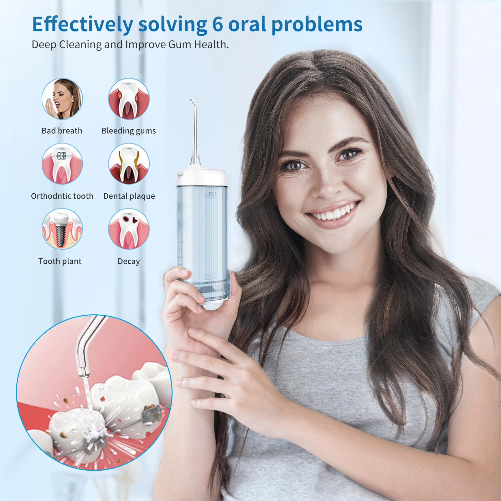Upgraded Cordless Water Flosser, Power Oral Irrigator With 4 Modes For Teeth And Braces