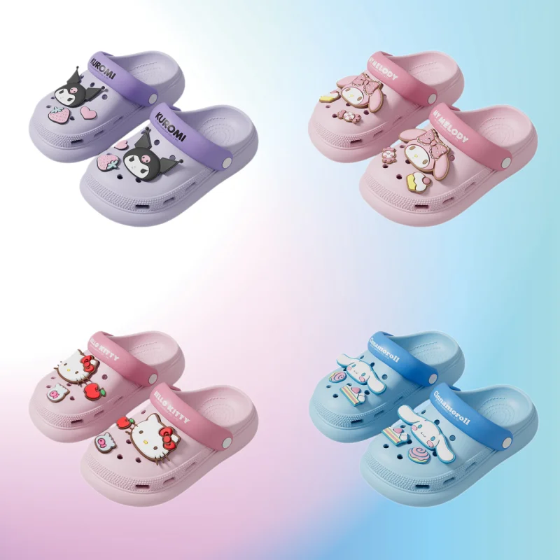 

Kawaii Kuromi Slippers Sanrio Hello Kitty Kids Indoor Anti-Slip Slippers Cartoon Wear-Resistant My Melody Cute Sandals Girl Gift