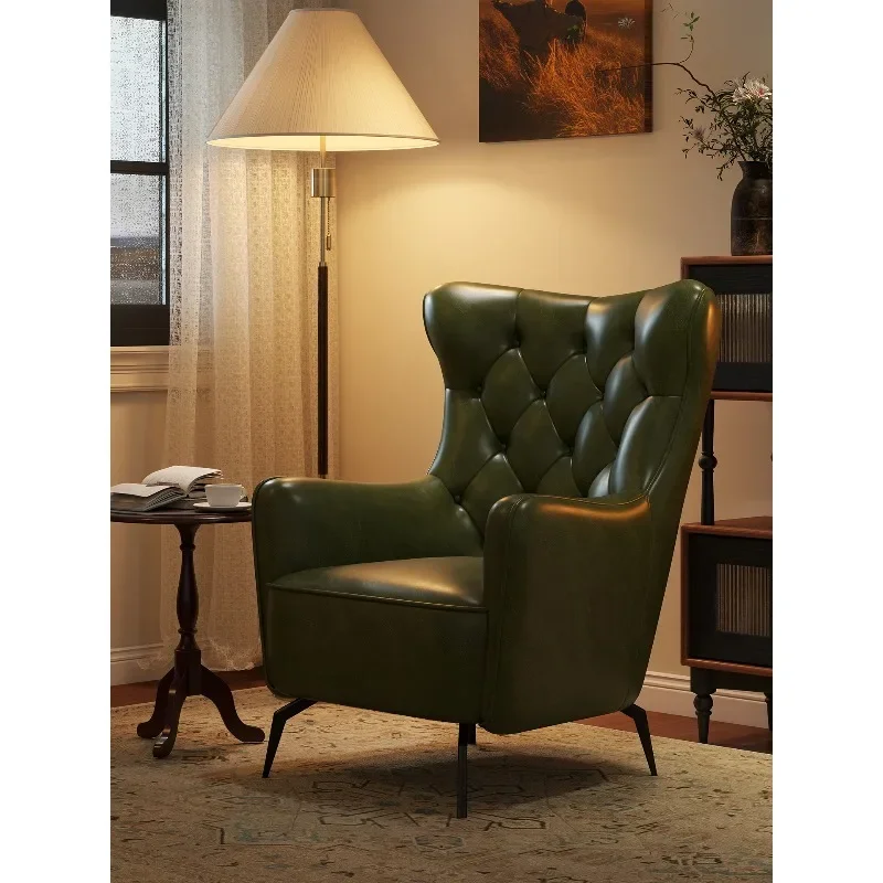 Retro single sofa chair High backrest sofa chair Living room study Leisure single chair