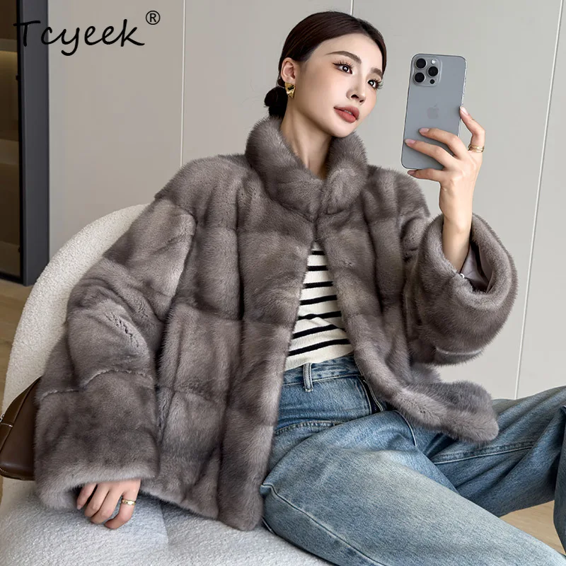 Tcyeek معطف الفرو الحقيقي الطبيعي للنساء 2025 معاطف فرو المنك الكامل جواكت شتوية دافئة ملابس فاخرة أنثى نمط جديد شوبانا Жеenca #2