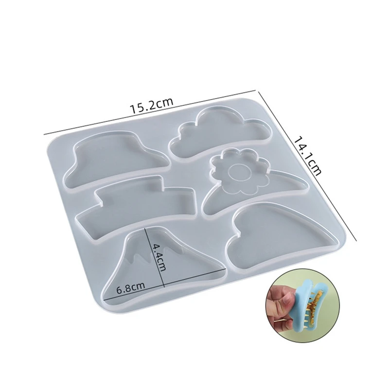 Silicone Resin Mould, 2 Pieces Small Hair Clip Epoxy Mould With 6 Pieces Metal Hair Clips, DIY Jewelry,Ladies,Thin Hair