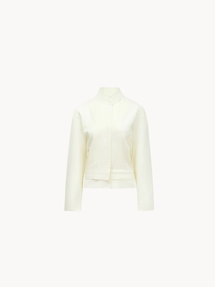 

the Ease Comfortable Early Spring Versatile Slimming Color Stand Collar Patchwork Linen Jaet Open Cardigan Top