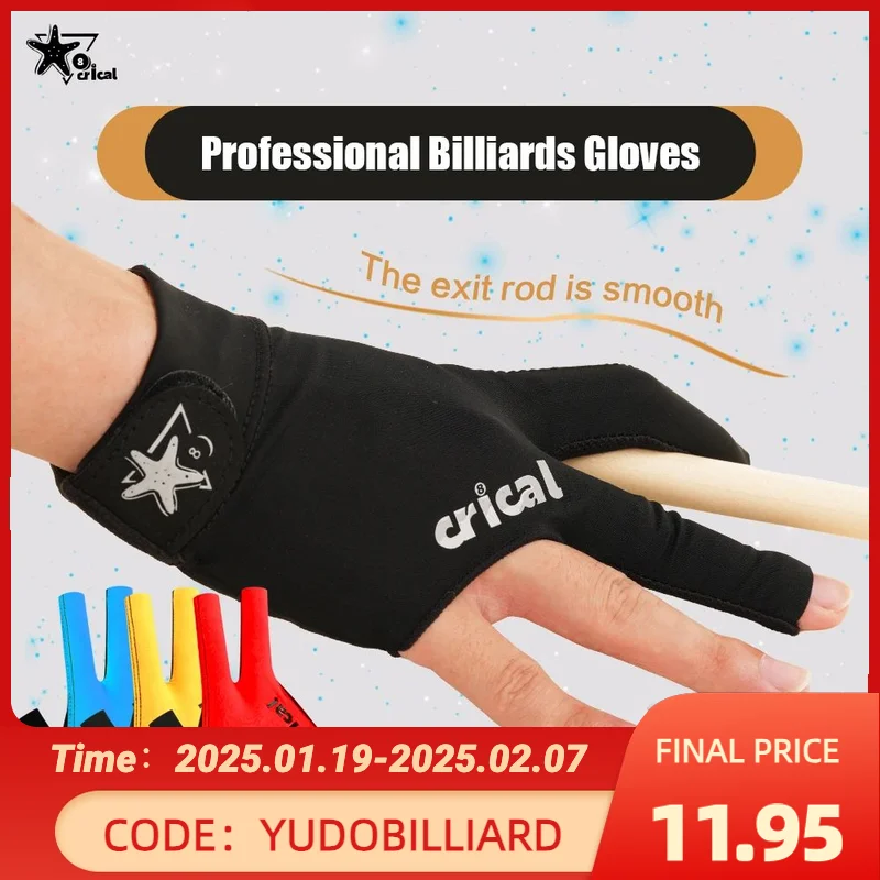 CRICAL-guante de billar de 3 dedos, guantes de LICRA cómodos para entrenamiento de billar, accesorios para mano derecha e izquierda