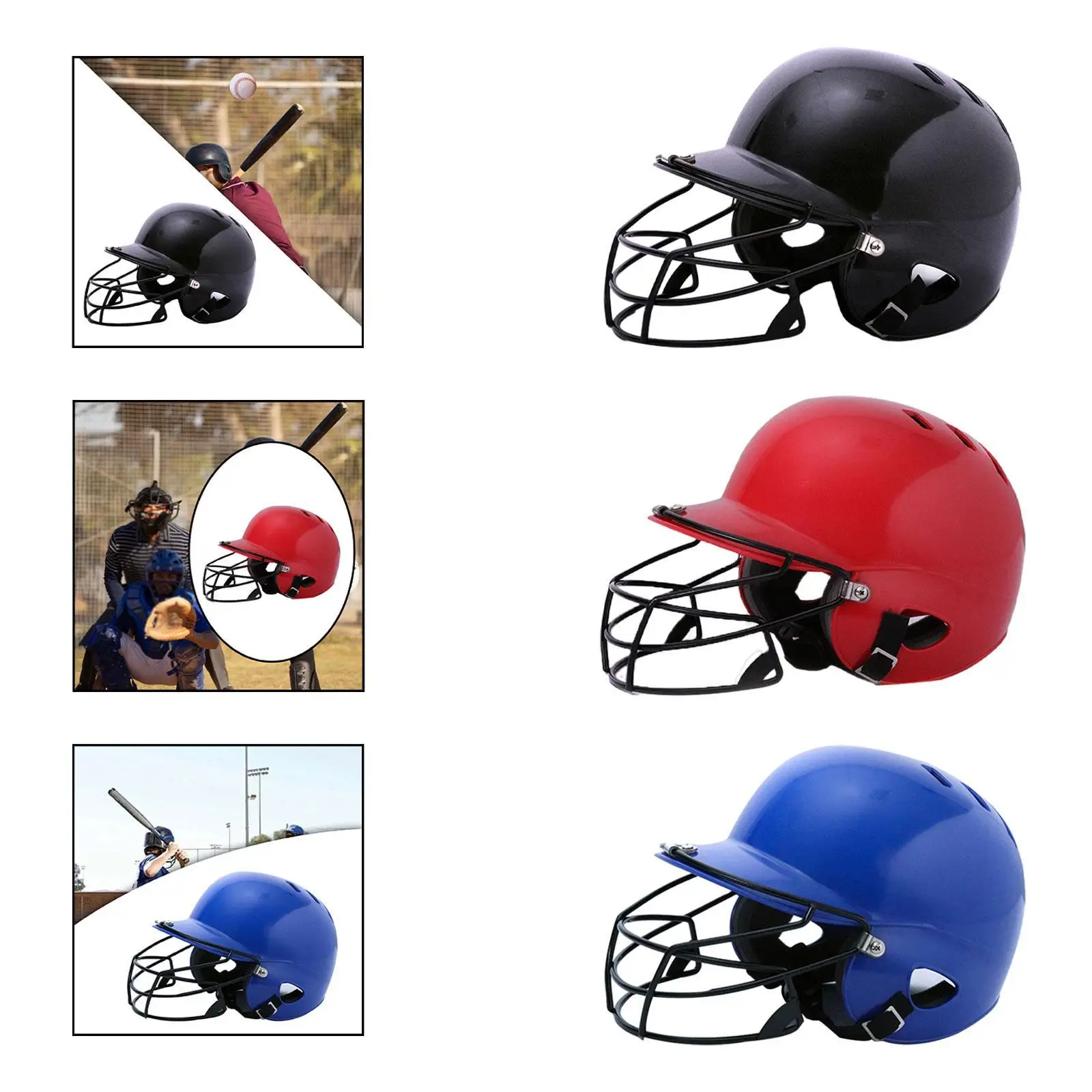 

Baseball Helmet Comfortable Shock Absorbing Double Ear Breathable Softball Helmet for Game Outdoors Sports Tournament Training