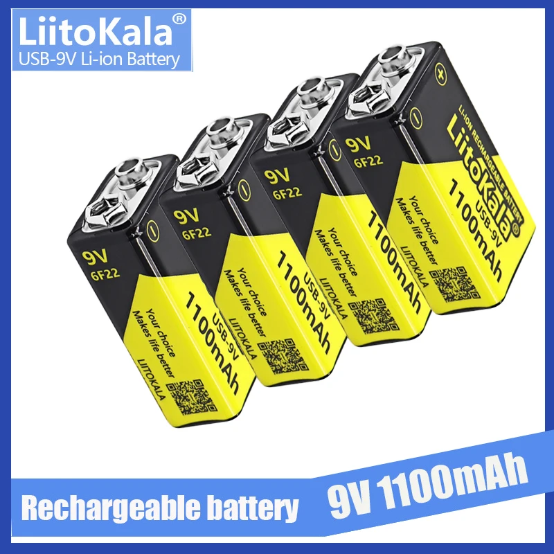 Authentic LiitoKala USB-9V 1100mAh lithium battery universal microphone toy remote control KTV 6F22