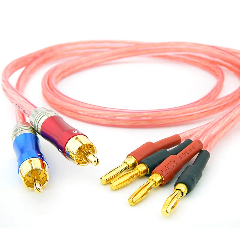 HIFI Speaker Cable Of Copper Wires Gold-plated Bananas Plugs 50cm-500cm DIY RCA Plug To Banana Plug cable For Home Sound Audio 