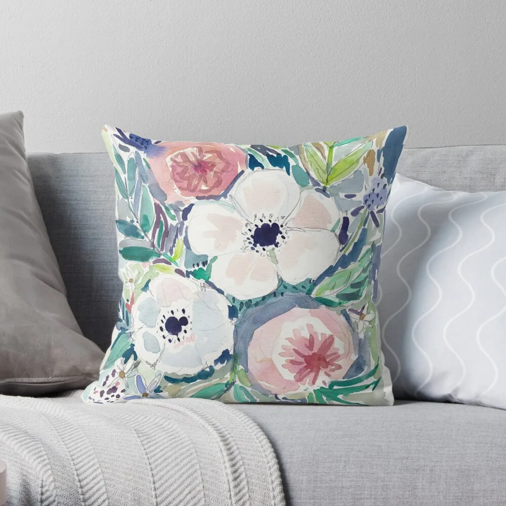 

WHITE ANEMONE FLORAL Throw Pillow Cushion Cover Couch Pillows