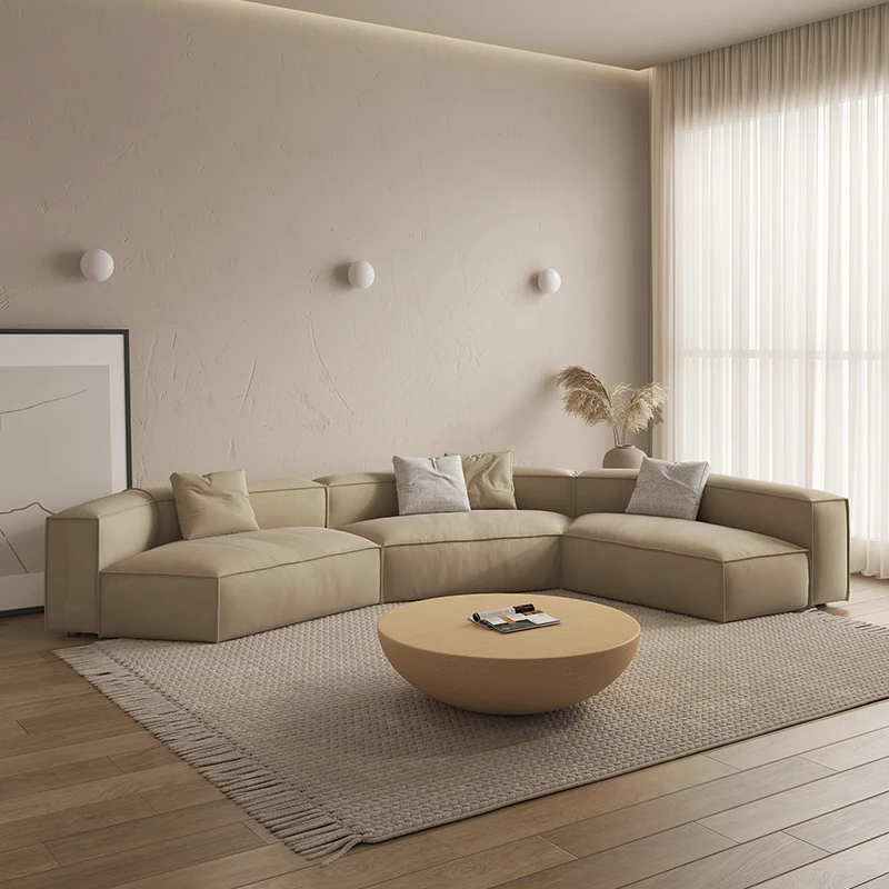 

S style Italian minimalist modern ultra-wide technology cloth free cleaning special-shaped sofa