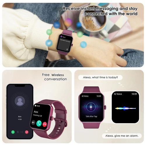 Imagen 2 del producto Reloj inteligente Blackview R50 con monitor de ritmo cardíaco SpO2 pantalla HD de 1,85 pulgadas más de 100 modos deportivos reloj al aire libre para hombres y mujeres para IOS Android