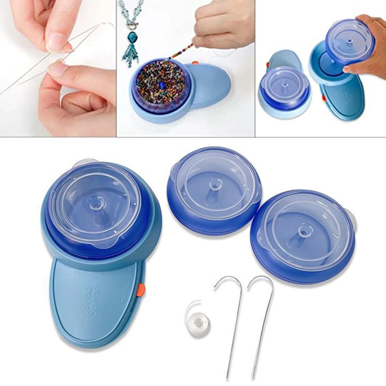 Electric Bead Spinner Kit Loader with Needles Adjustable Speed Quickly Spin Beading Bowl for Bracelets Waist Bead Seed Bead Tool