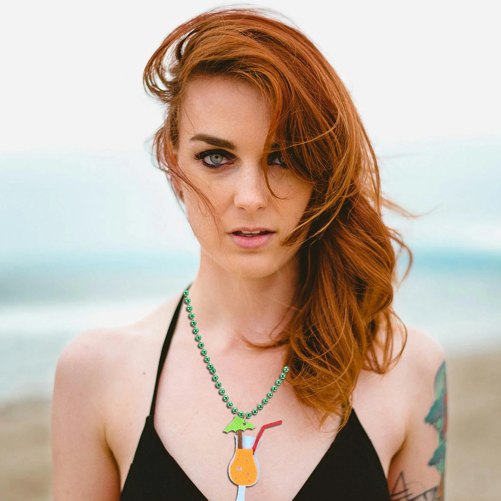 

6Pcs Hawaiian Necklace Tropical Theme Beads Pendant Neck Chain for Party Beach Outfit Decoration Unique Accessory