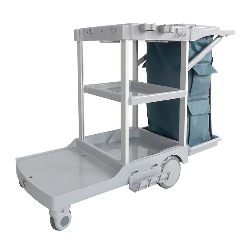 S10 Multipurpose Pp Material More Anti Slip Easy To Clean Beautiful Janitor Cart Cleaning Trolley For Hotel Trash Collection