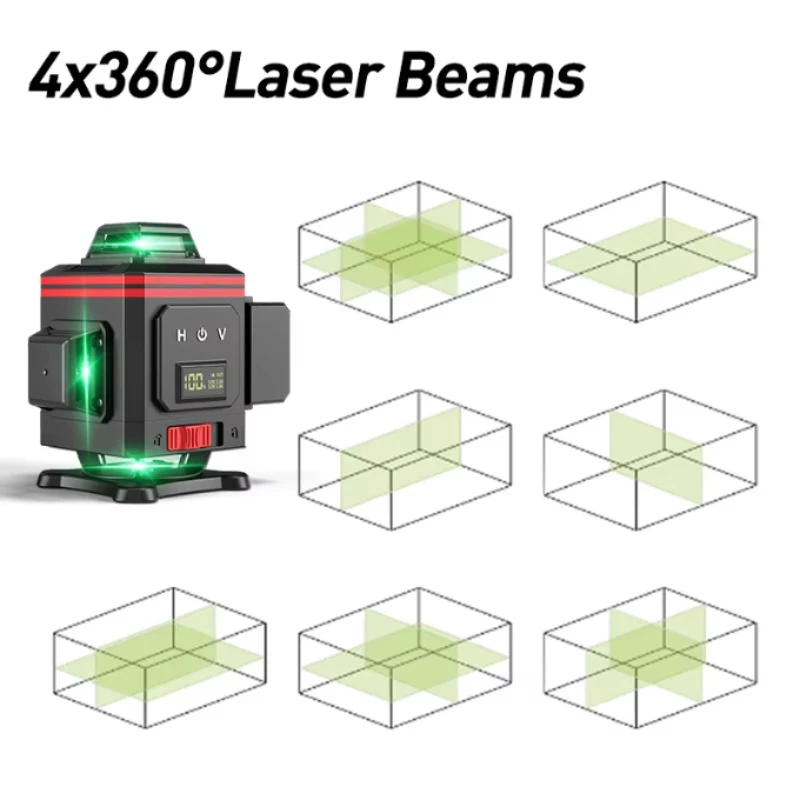 YAGU 12/16 Lines Laser Level Tool,3/4D Infrared Green Line Level,Automatic Leveling 4x360° Vertical Cross Laser Level