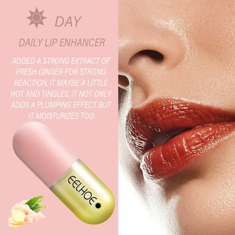 Day Night Lip Plumping Liquid Increase lip elasticity Plump hydrating Moisturizing Anti dry cracking reduce lip lines care Set