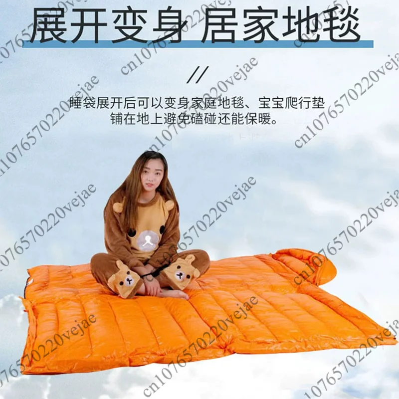 High-Quality Larger Size Envelope Style White Goose Down Filled Soft Adult Sleeping Bag Suitable for Cold Weather Thermal Quilt