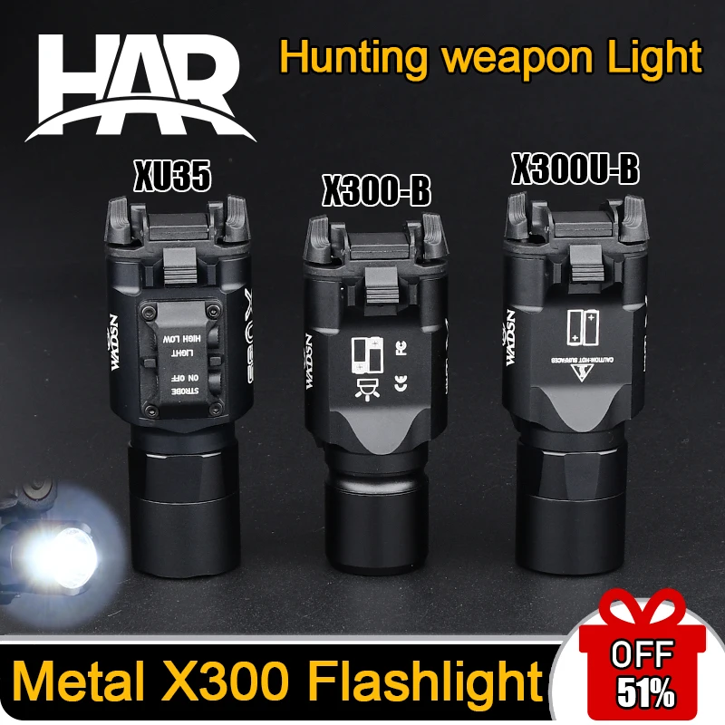 

Tactical Surefir X300U X300 Ultra XH35 X300V Metal Pistol Scout Light Weapon Gun Light Strobe Flashlight Lanterna For 20mm rail