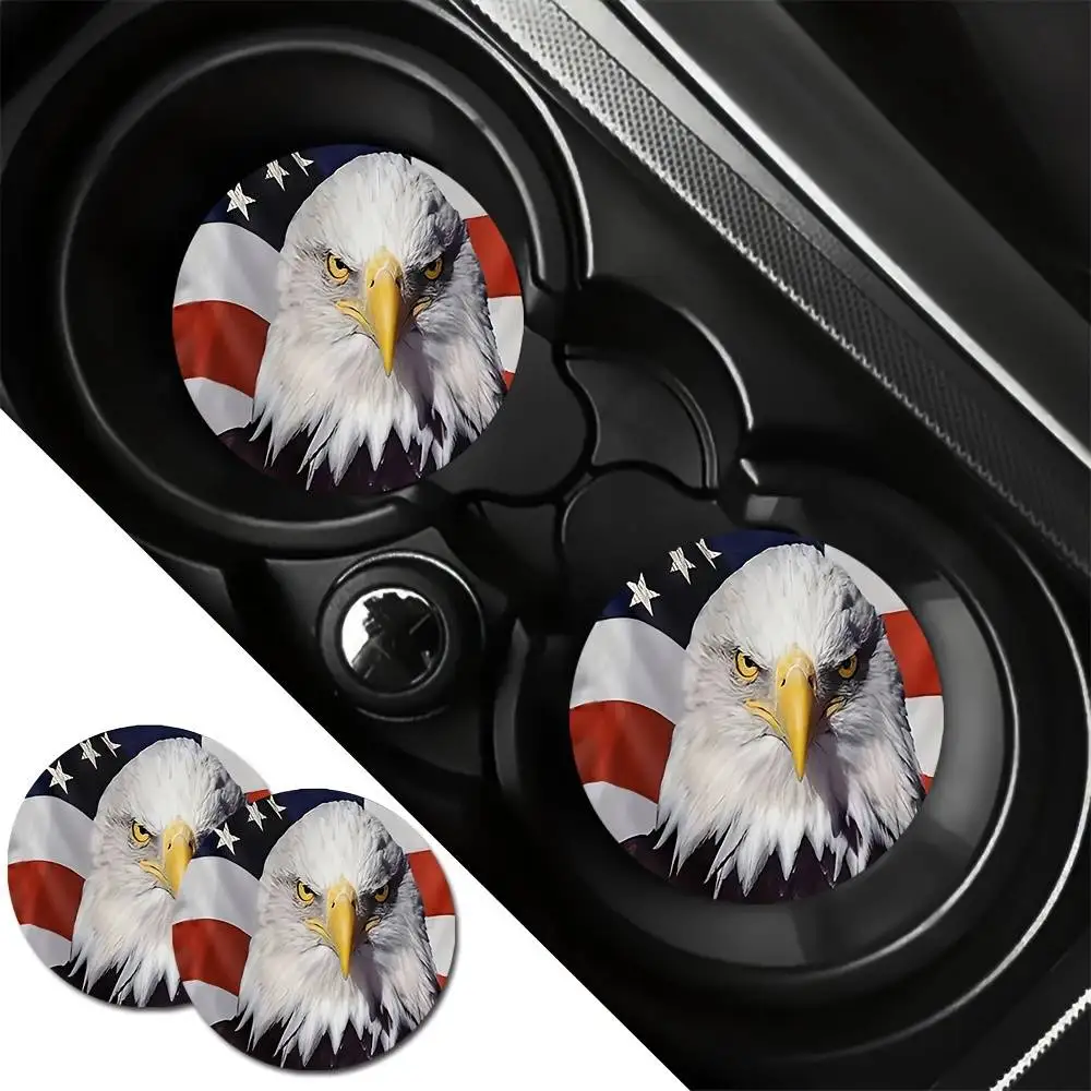 Patriotic Eagle American Flag EVA Car Coasters Washable Stars & Stripes Mats Independence Day Decor