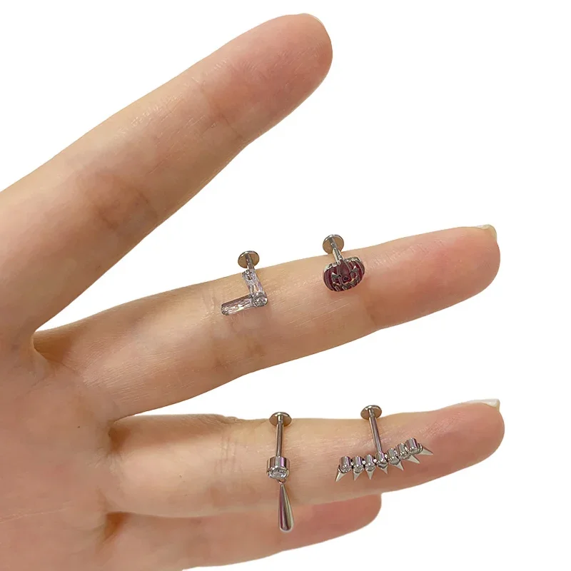 Titanium Spike Mushroom Tear Drop Ear Studs