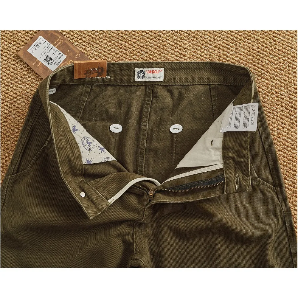 100% algodón Otoño e Invierno pantalones de trabajo simples y pesados para hombres pantalones cónicos tejidos de sarga de algodón rectos sueltos