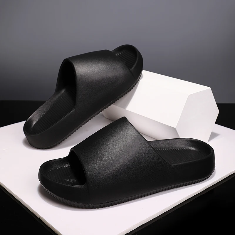 

Классические черные домашние тапочки, мужские модные шлепанцы, мужские домашние тапочки на мягкой платформе, удобные нескользящие мужские тапочки для гостиной