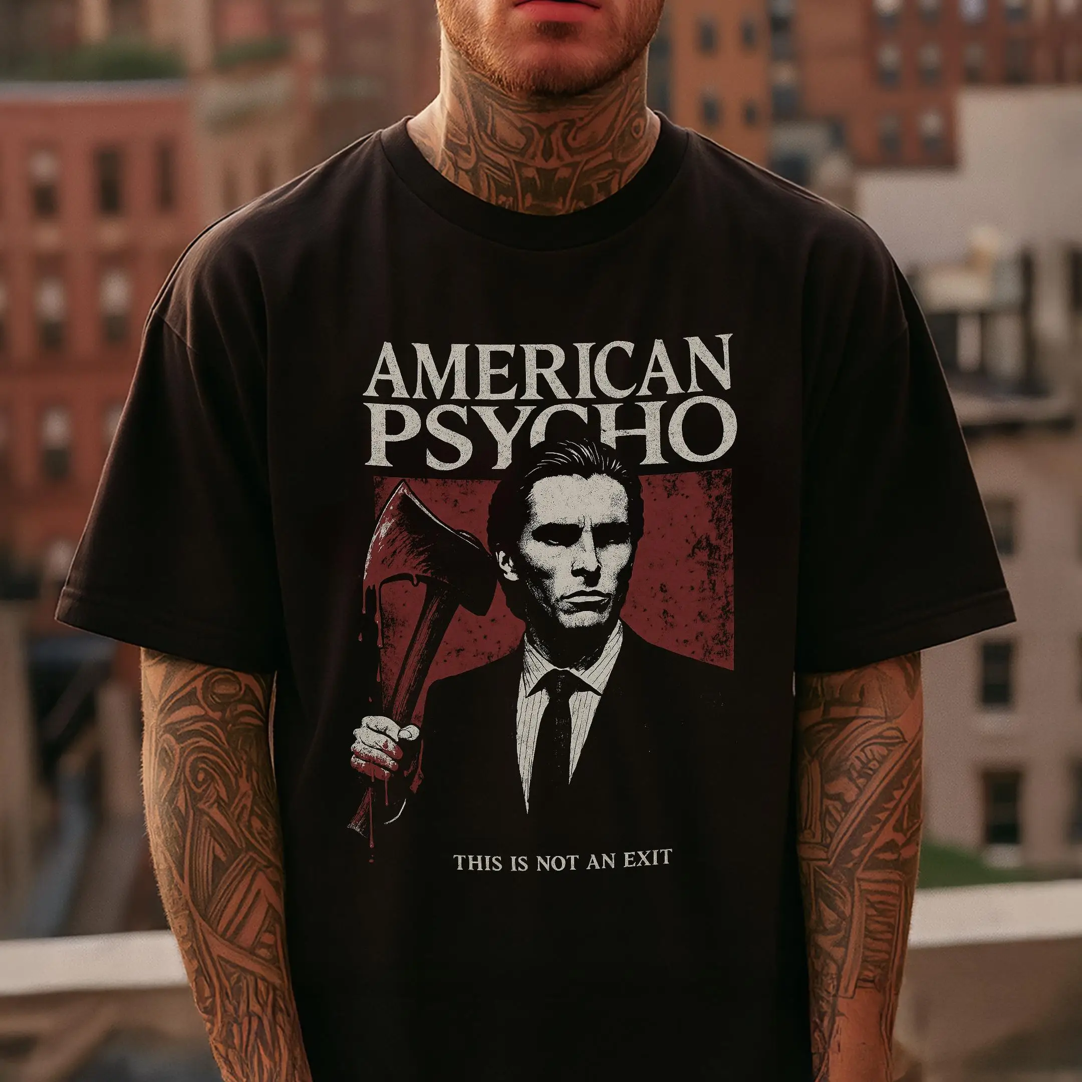 American Psycho Tshirt Patrick Bateman Film Tee Halloween Horror Fan Gift Cult Classic Cotton