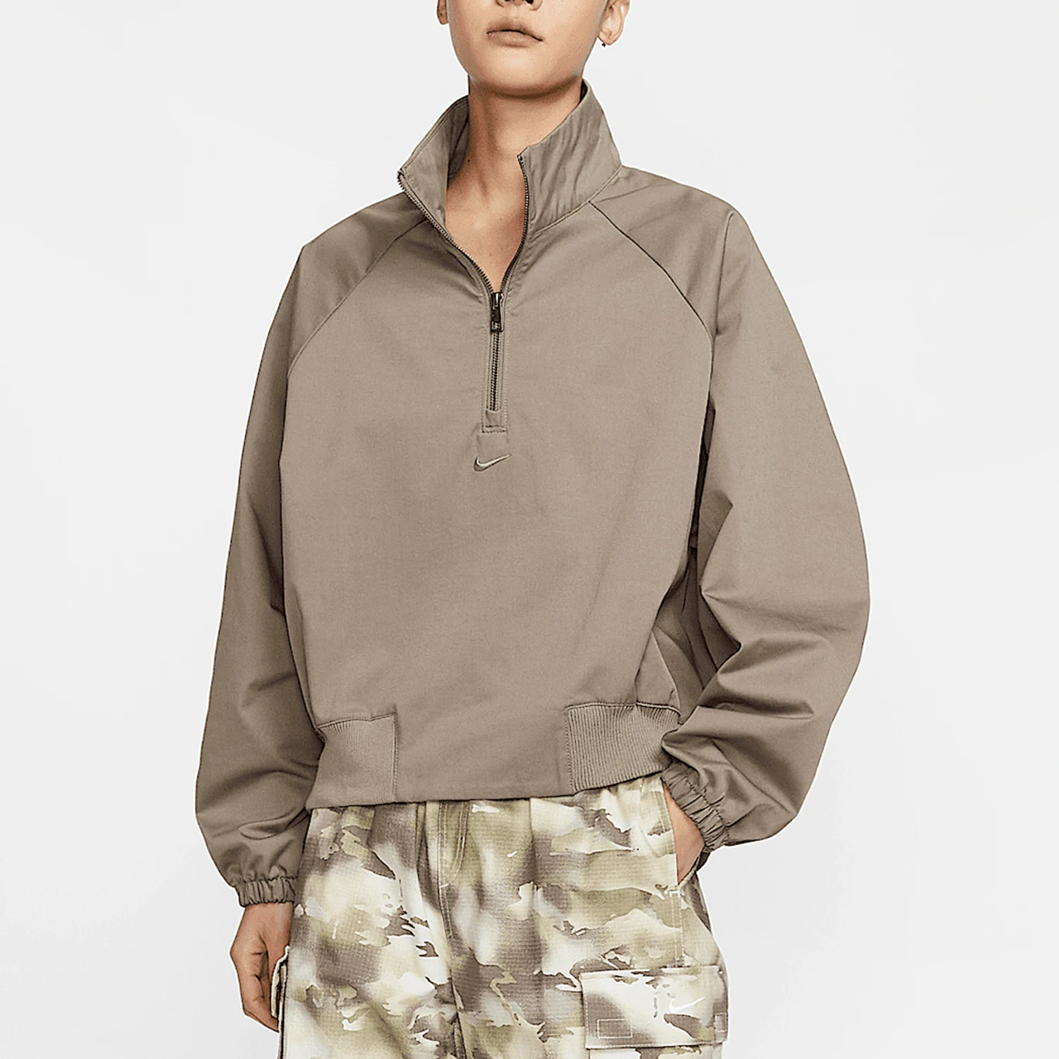 Nike Originals Ladies Winter Retro Short Embroidered Casual Hooded Sweatshirt HJ0234-233