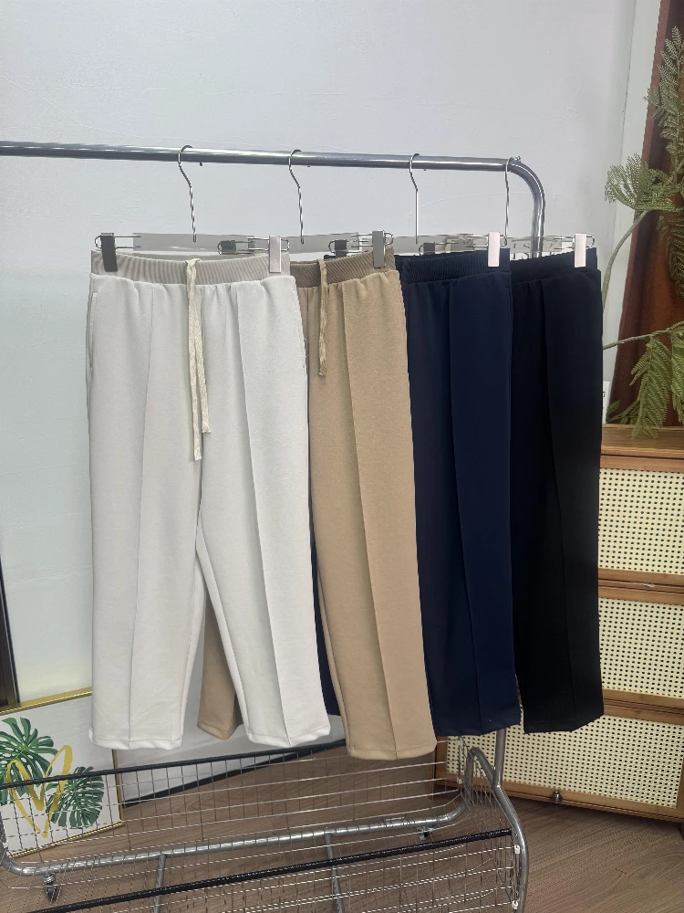 Spring 2025 New Couple Matching Straight Leg Casual Comfortable Qui Dry Simple Design Sports Sweatpants High Waist Long Tro...